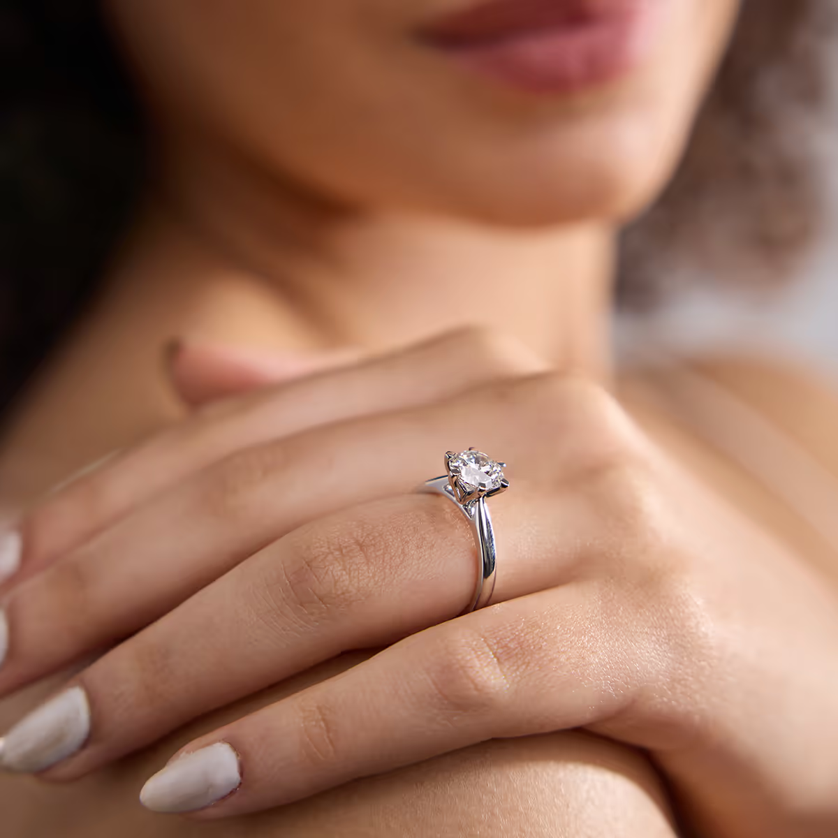 AGI Certified 3 CTW Lab Grown Diamond Solitaire Engagement Ring – Round, Asscher, Emerald, or Princess Cut – G-VS Clarity, 14K White Gold