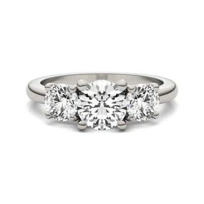 2 CTW AGI Certified Lab Grown Diamond (G-VS) Three Stone Engagement Ring in Choice of 14K Yellow or 14k White Gold