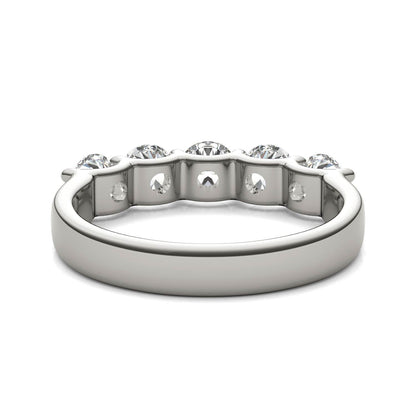 AGI Certified 1 1/4 CTW Round Lab Grown Diamond (G/VS) Five Stone Anniversary Band in 14K White Gold
