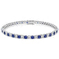 7.50 CTW AGI Certified Lab Created Blue Sapphire & Diamond Tennis Bracelet in 14K White Gold Overlay